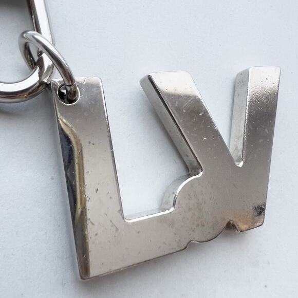 Louis Vuitton Keychain Bag Charm LV Logo Silver Authentic Key Holder - Picture 3 of 8
